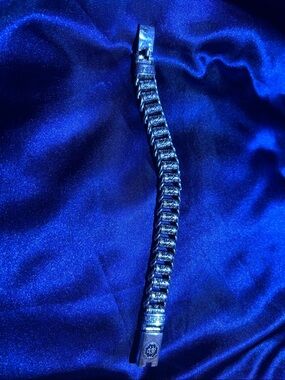 Silver Tone Greek Key Link Bracelet